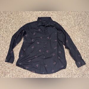 Men’s‎ XL Haggar Black and Red Patterned Shirt Jacket, Santa